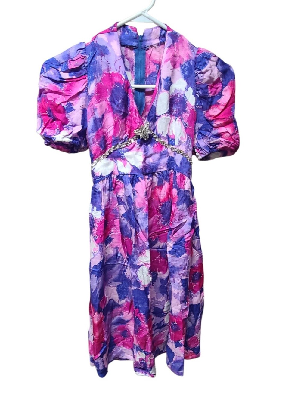 Handmade Girls Princess Costume Dress Upcycled Vintage Floral Pink Purple